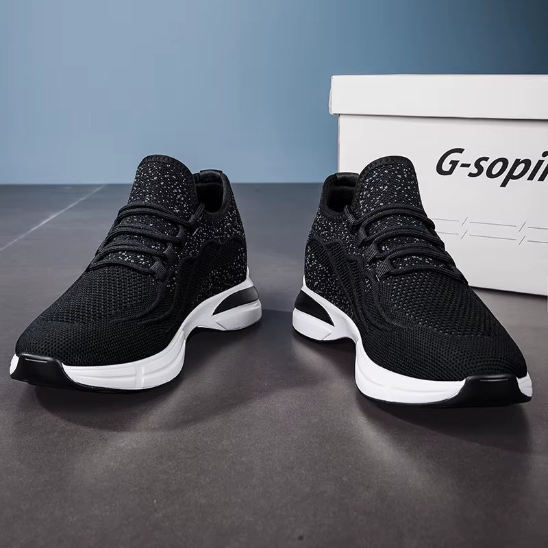 Sommer Sko for Menn med Skjult Hælløft – Pustende Mesh Sneakers med 7 cm Høydeøkning