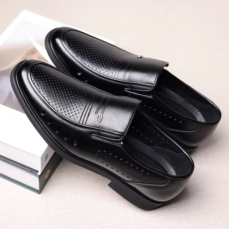 Luftige Skinnsko for Menn med Skjult 6 cm Løft – Elegant Slip-on for Sommer og Jobb