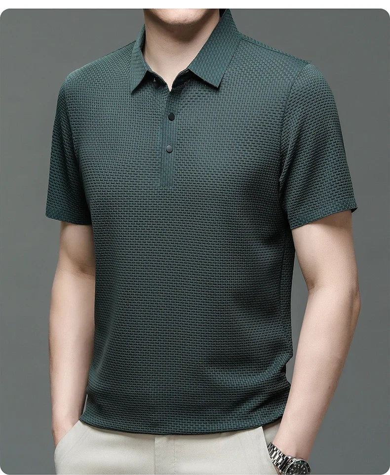 Kortermet Polo T-skjorte for Herre – Sommerlig, Pustende og Business Casual (M–4XL)