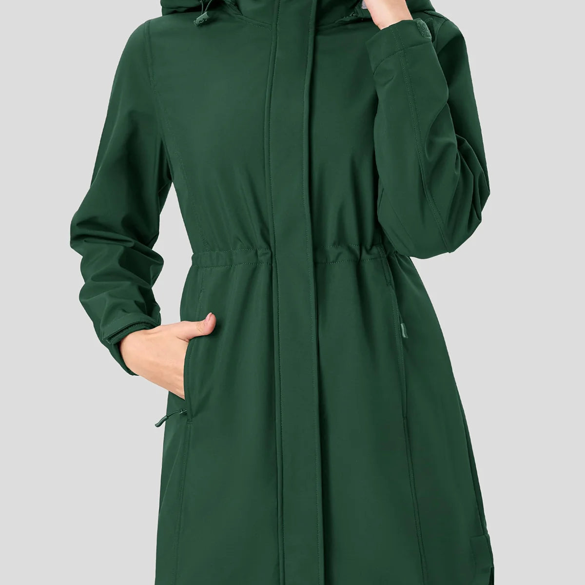 Dame Lang Softshell Jakke med Hette – Vanntett & Vindtett | Fleecefôret Parkas til Tur & Hverdag