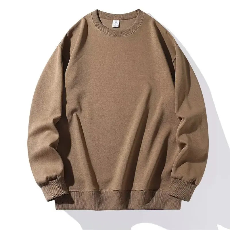 Unisex Heavyweight Genser – Rund Hals, Ensfarget & Løs Passform | Casual & Sporty Stil