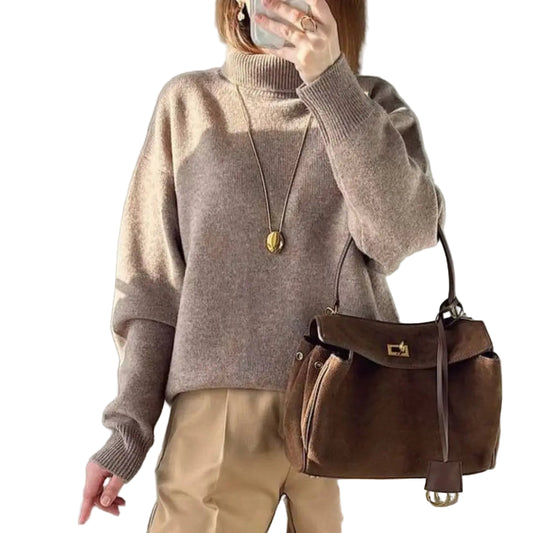 Ullgenser for Dame – Høyhalset Myk Strikkegenser med Lange Ermer | Varm, Klassisk & Komfortabel til Vinteren