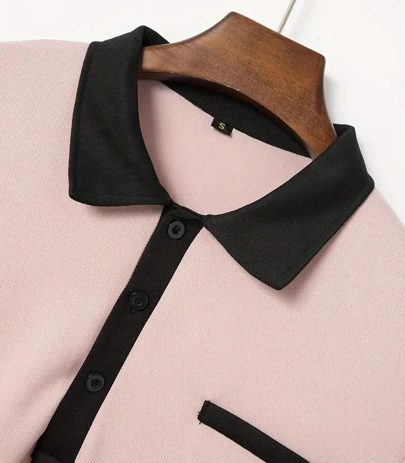 Langermet Polo for Menn – Klassisk Business-Casual Skjorte med Krage (Vår & Høst)