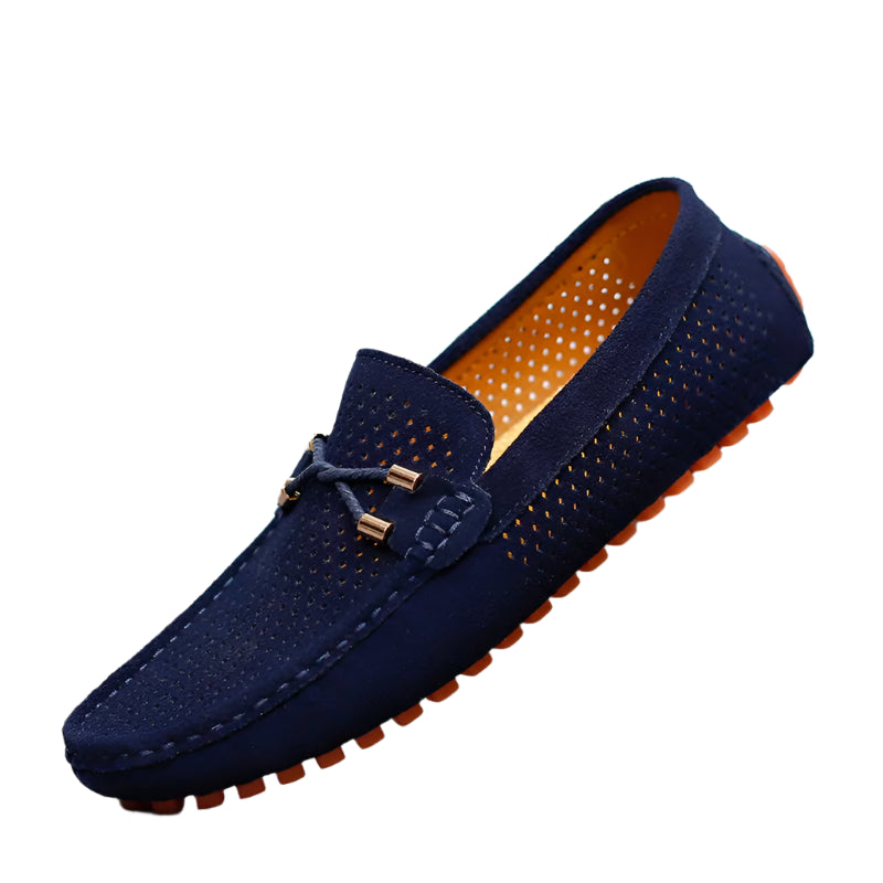 Sommerloafers til Herre i Håndlaget Skinn – Pustende Slip-on Mokasiner med Hullmønster