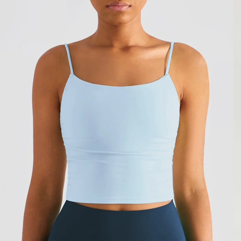 Treningstopp for dame – Sexy yoga-vest med folder, push-effekt og integrerte innlegg