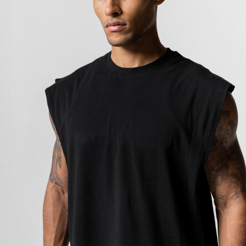 Sommer Singlet med Åpen Side – Mesh Treningstopp uten Ermer for Herre