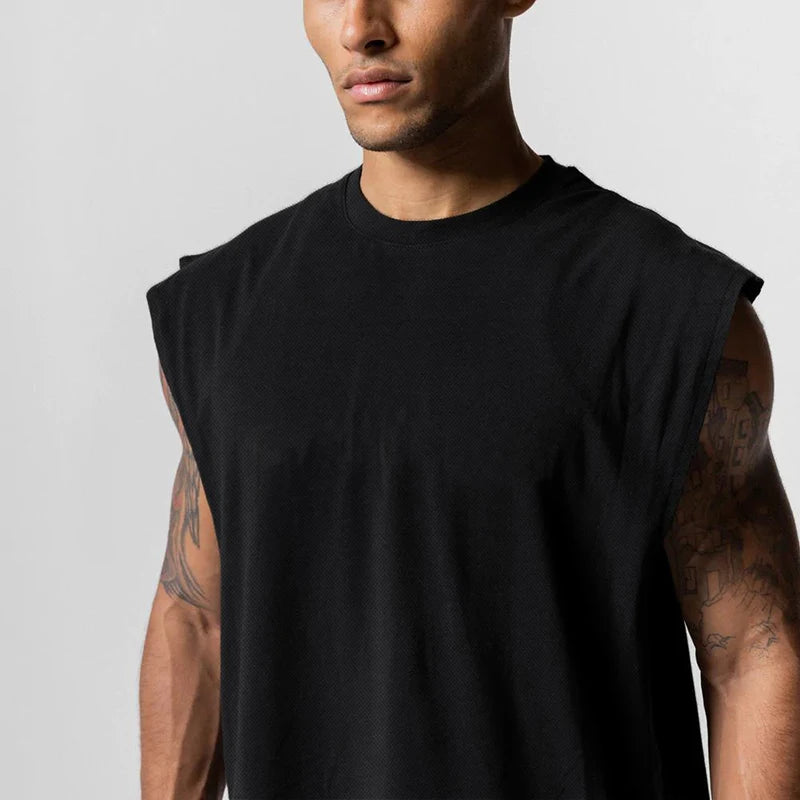 Sommer Singlet med Åpen Side – Mesh Treningstopp uten Ermer for Herre