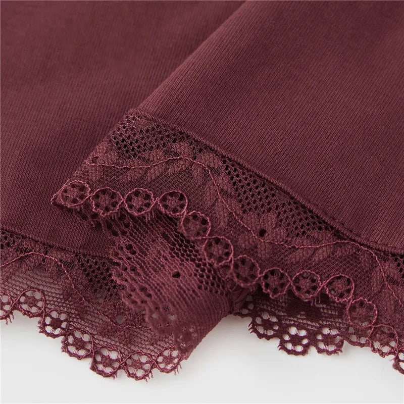 Trendy Kvadratisk Hals Topp med Blondekant – Langermet Slim Fit