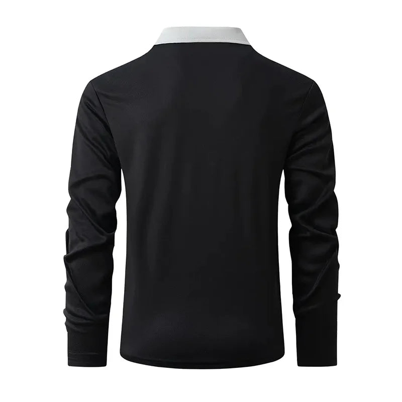 Langermet Polo for Menn – Klassisk Business-Casual Skjorte med Krage (Vår & Høst)