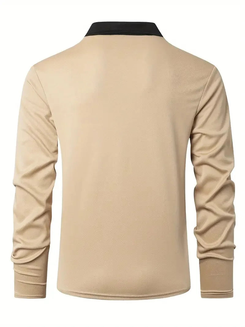 Langermet Polo for Menn – Klassisk Business-Casual Skjorte med Krage (Vår & Høst)