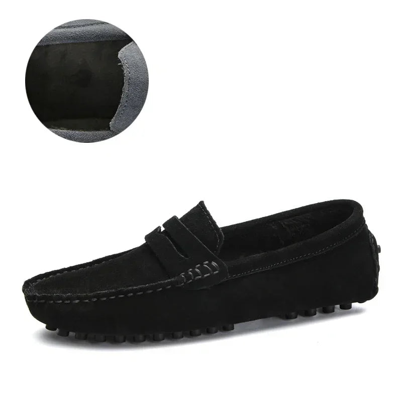 Herresko i Ekte Skinn – Komfortable Mokasiner i Størrelse Opptil 49, Slip-On og Perfekte til Fritid eller Bilkjøring