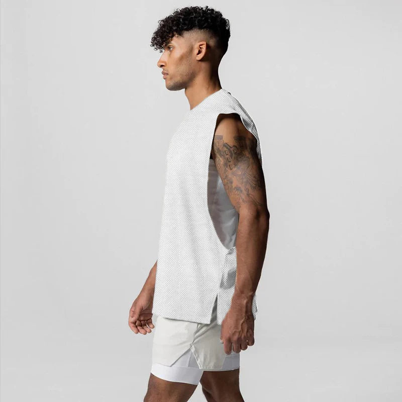 Sommer Singlet med Åpen Side – Mesh Treningstopp uten Ermer for Herre
