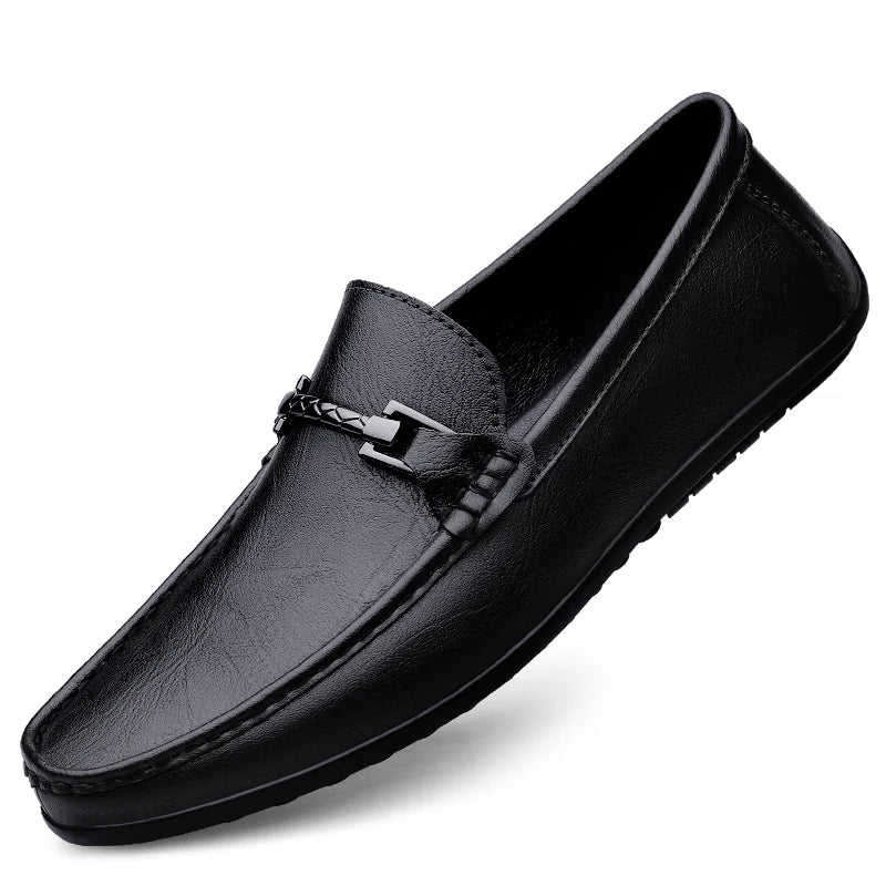 Herre Loafers i Ekte Skinn – Håndlagde Slip-on Mokasiner med Myk Såle