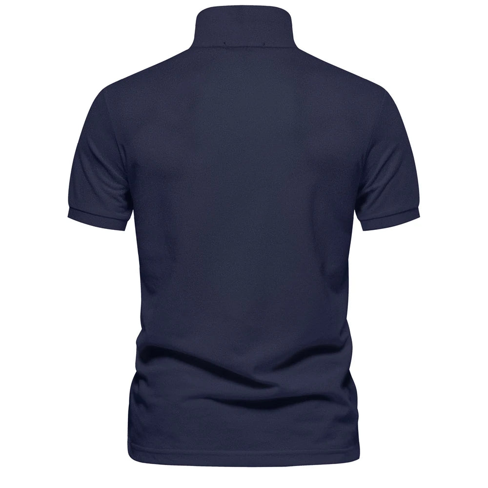 Klassisk Pique Polo for Herre – Kortermet i Bomull, Ensfarget og Perfekt til Sommeren