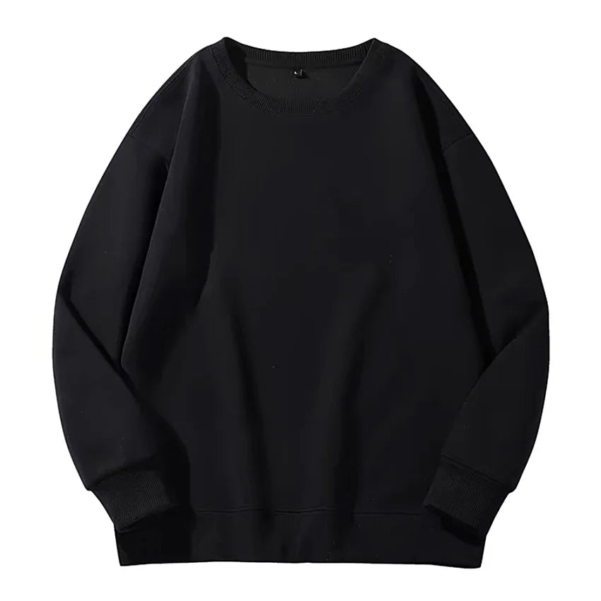 Unisex Heavyweight Genser – Rund Hals, Ensfarget & Løs Passform | Casual & Sporty Stil