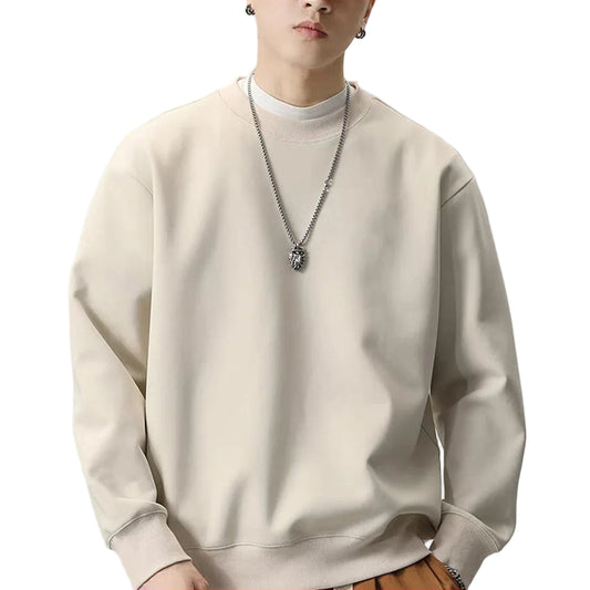 Unisex Heavyweight Genser – Rund Hals, Ensfarget & Løs Passform | Casual & Sporty Stil