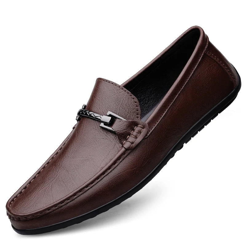 Herre Loafers i Ekte Skinn – Håndlagde Slip-on Mokasiner med Myk Såle