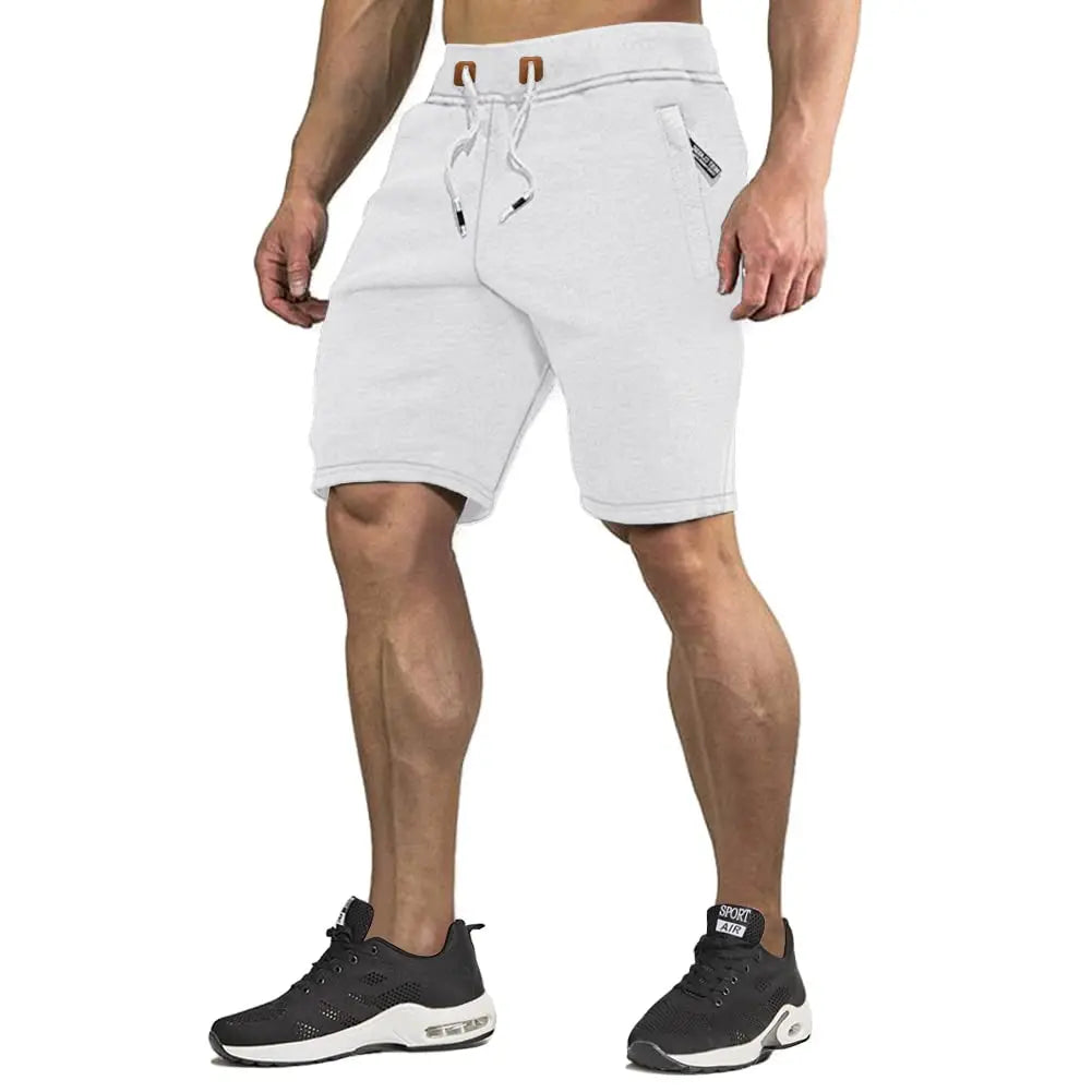 Sommerens Bomullsshorts for Menn – Joggers med Elastisk Liv og Glidelåslommer