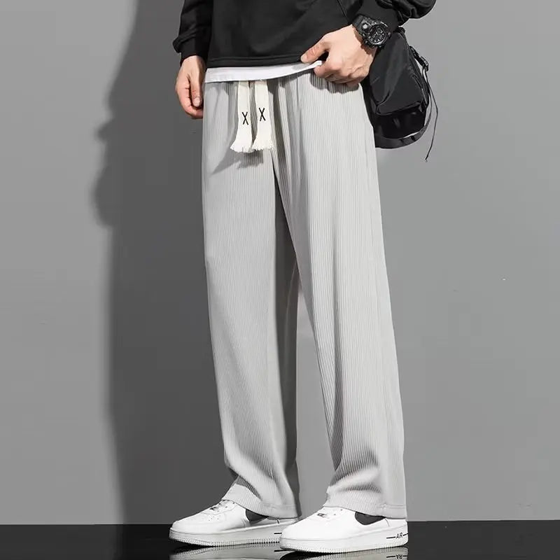 Herrebukse med Elastisk Liv – Vide, Komfortable Bukser i Trendy Harajuku-Stil | Vår & Sommer