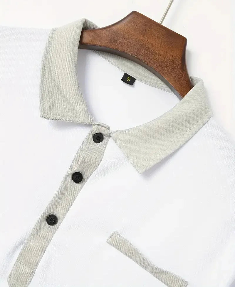 Langermet Polo for Menn – Klassisk Business-Casual Skjorte med Krage (Vår & Høst)