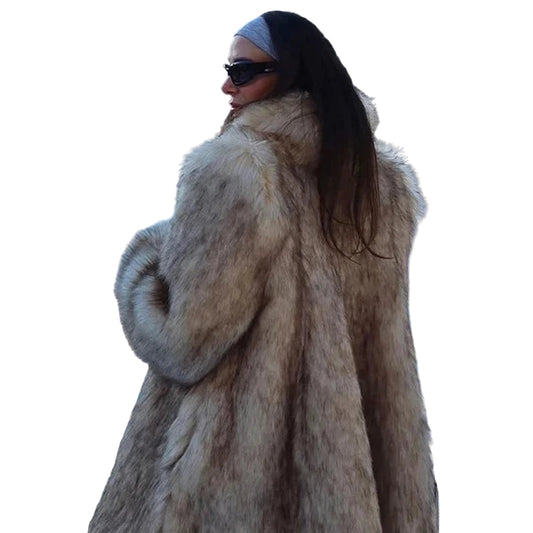 Luksuriøs Fuskepelsjakke for Dame – Oversized og Varm Jakke med Krage | Elegant Høst- og Vinterfrakk i High Street-stil