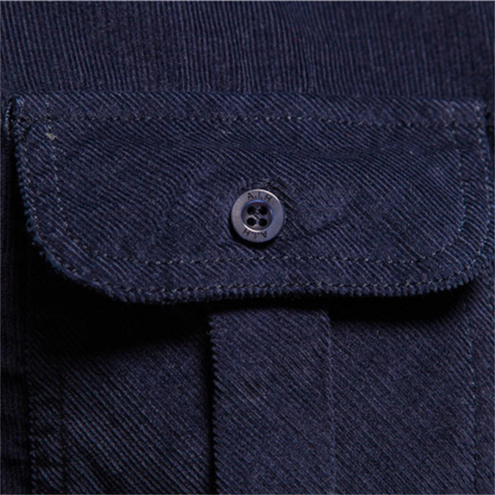 Slim Fit Cordfløyelskjorte for Herre – 100% Bomull, Ensfarget og Perfekt til Business Casual Høststil