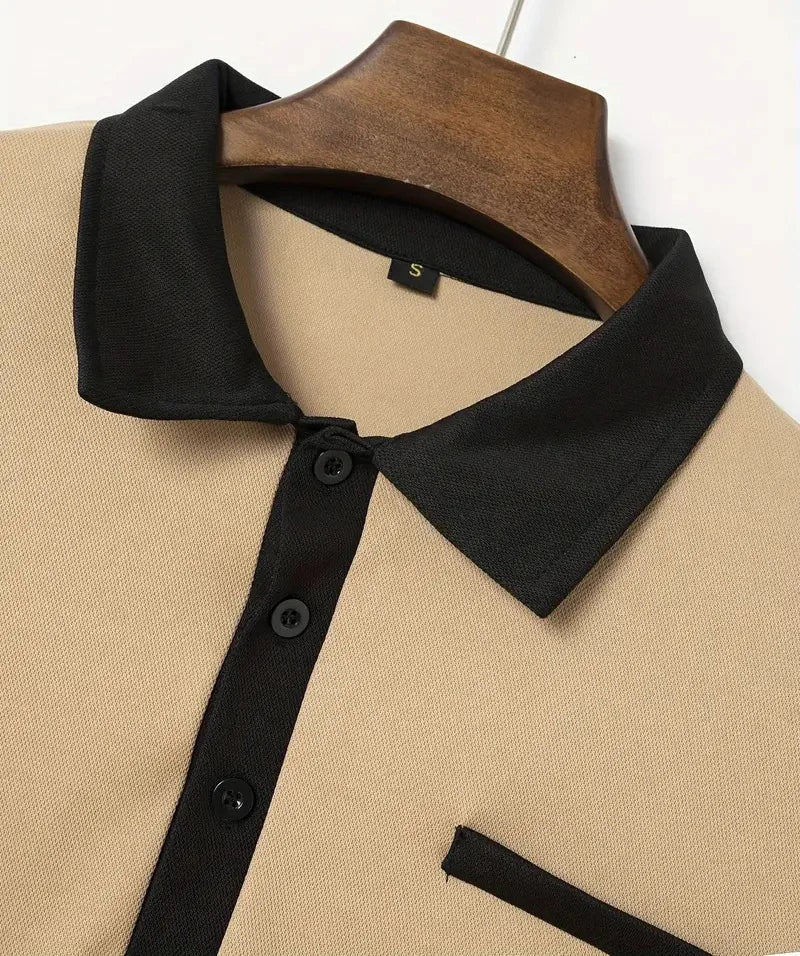 Langermet Polo for Menn – Klassisk Business-Casual Skjorte med Krage (Vår & Høst)