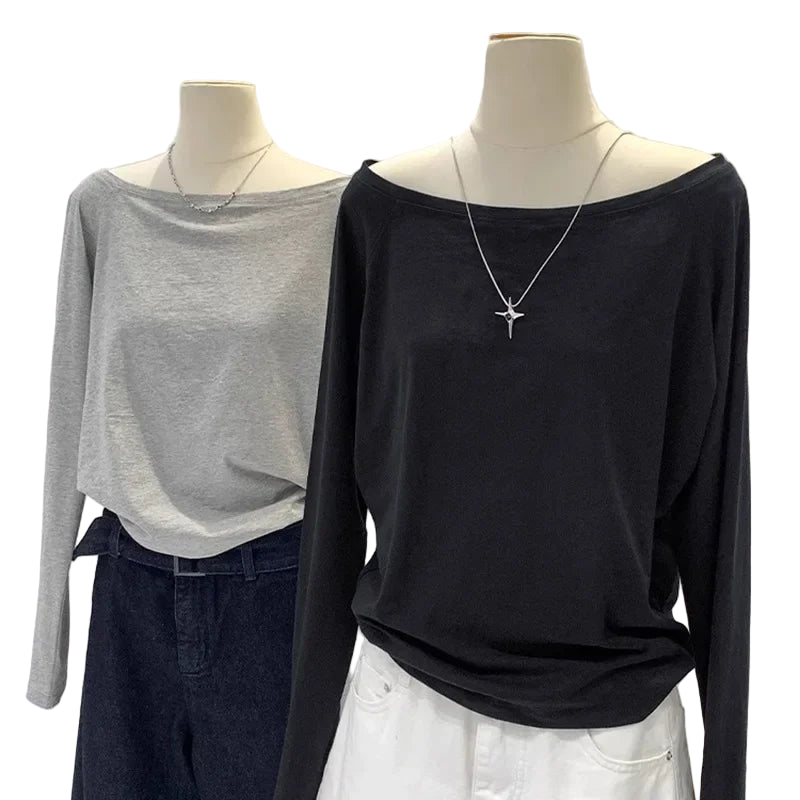 Damegenser med Én Skulder – Bomull, Langermet & Trendy Design | Høst/Vinter