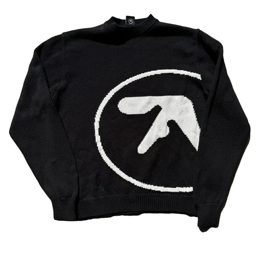 Y2K Aphex Twin Genser for Menn – Oversized Strikkegenser med Grafisk Mønster | Vintage Streetwear & Gotisk Stil