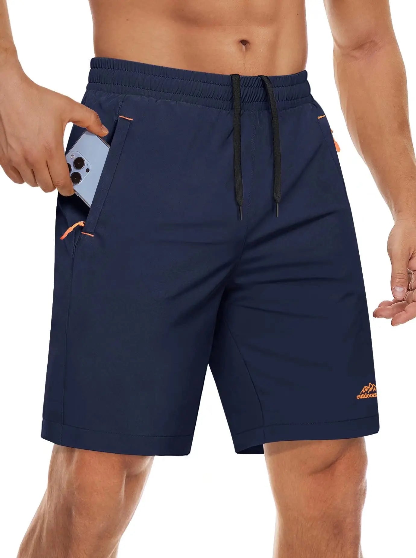 Hurtigtørkende Treningsshorts for Herre – Sommershorts med Glidelåslommer til Løping, Gym og Tur