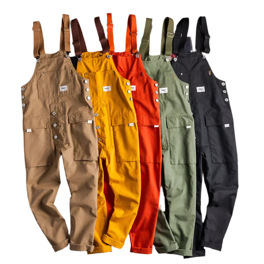 Retro Arbeidsoverall for Herre – Løs Passform i Khaki, Trendy Streetwear-Stil (2024 Nyhet)