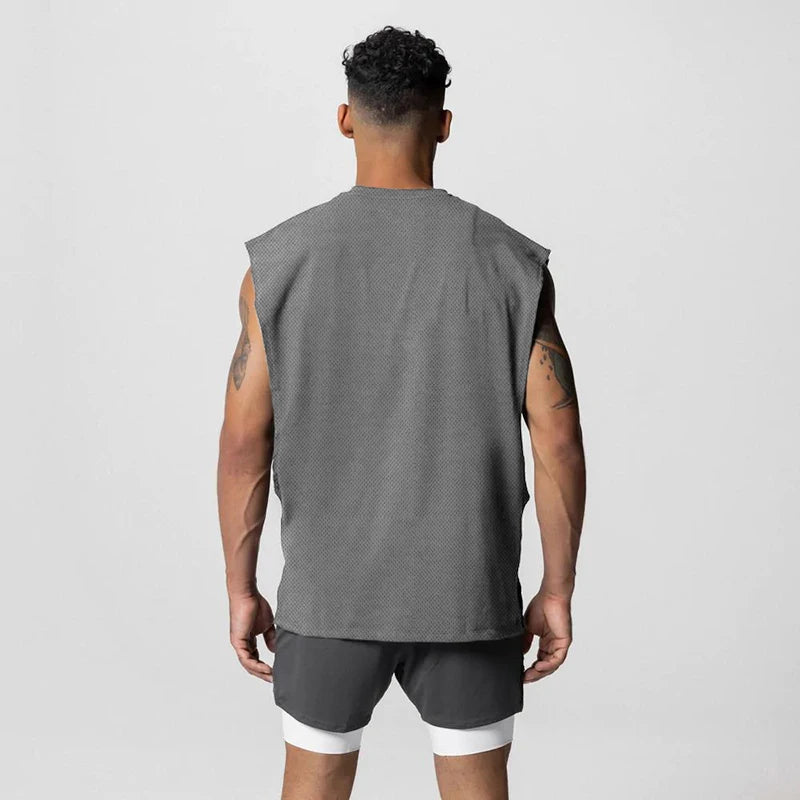 Sommer Singlet med Åpen Side – Mesh Treningstopp uten Ermer for Herre
