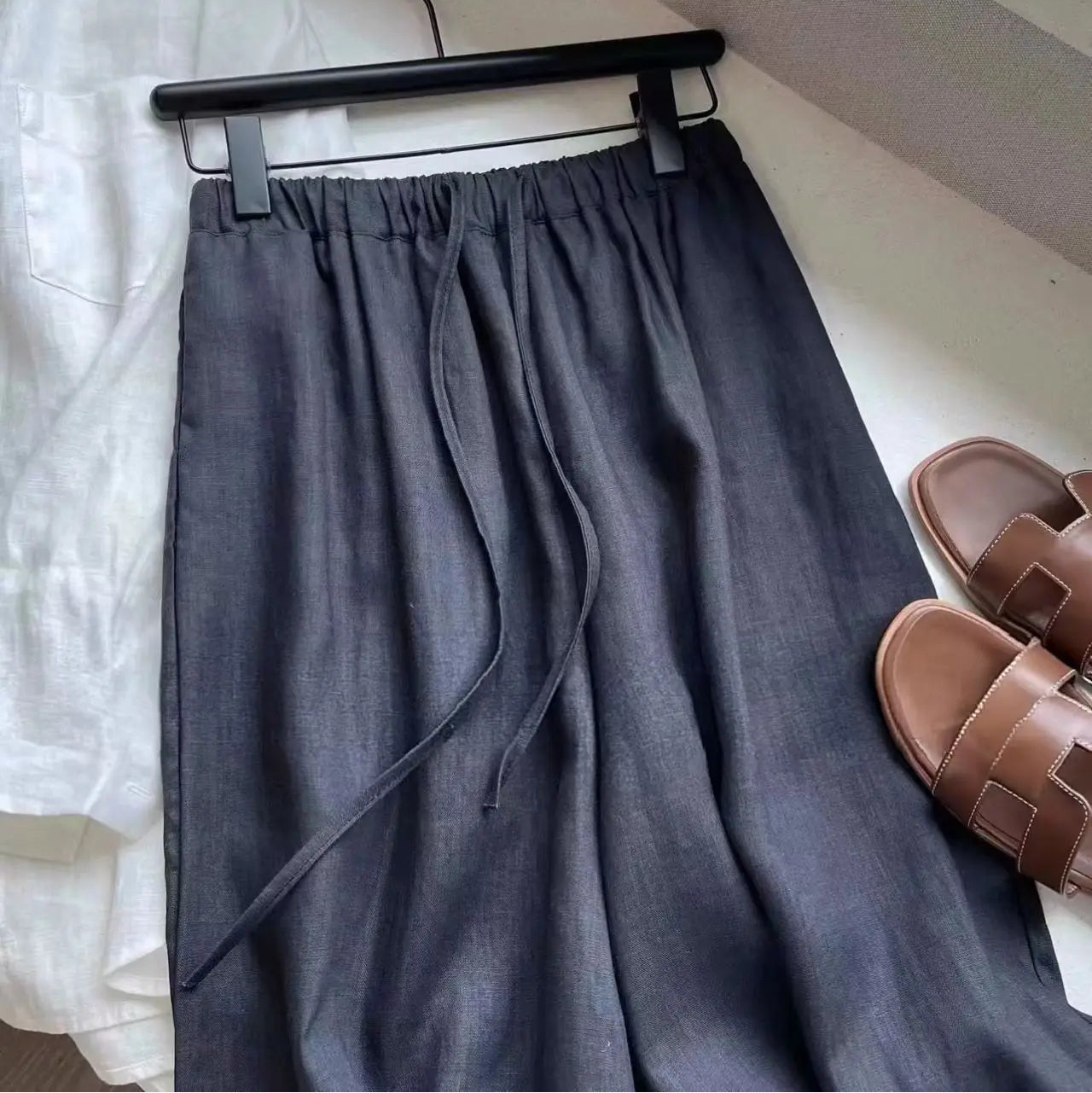 Linnebukser for Dame – Løse Wide-Leg Bukser med Snøring | Luftige, Komfortable og Stilrene Sommerbukser