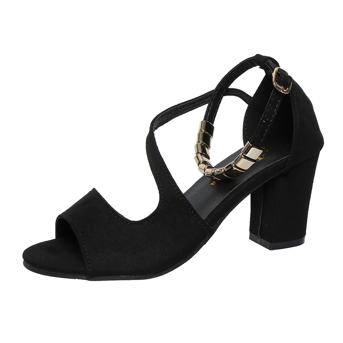 Foreign trade sexy thick-heeled fish mouth large-size high-heeled shoes 2024 summer new solid-color sandals women