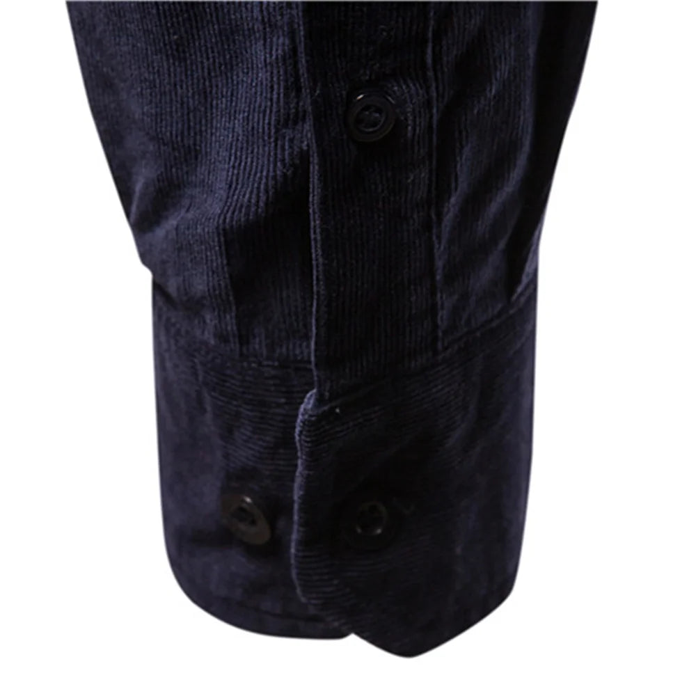 Slim Fit Cordfløyelskjorte for Herre – 100% Bomull, Ensfarget og Perfekt til Business Casual Høststil