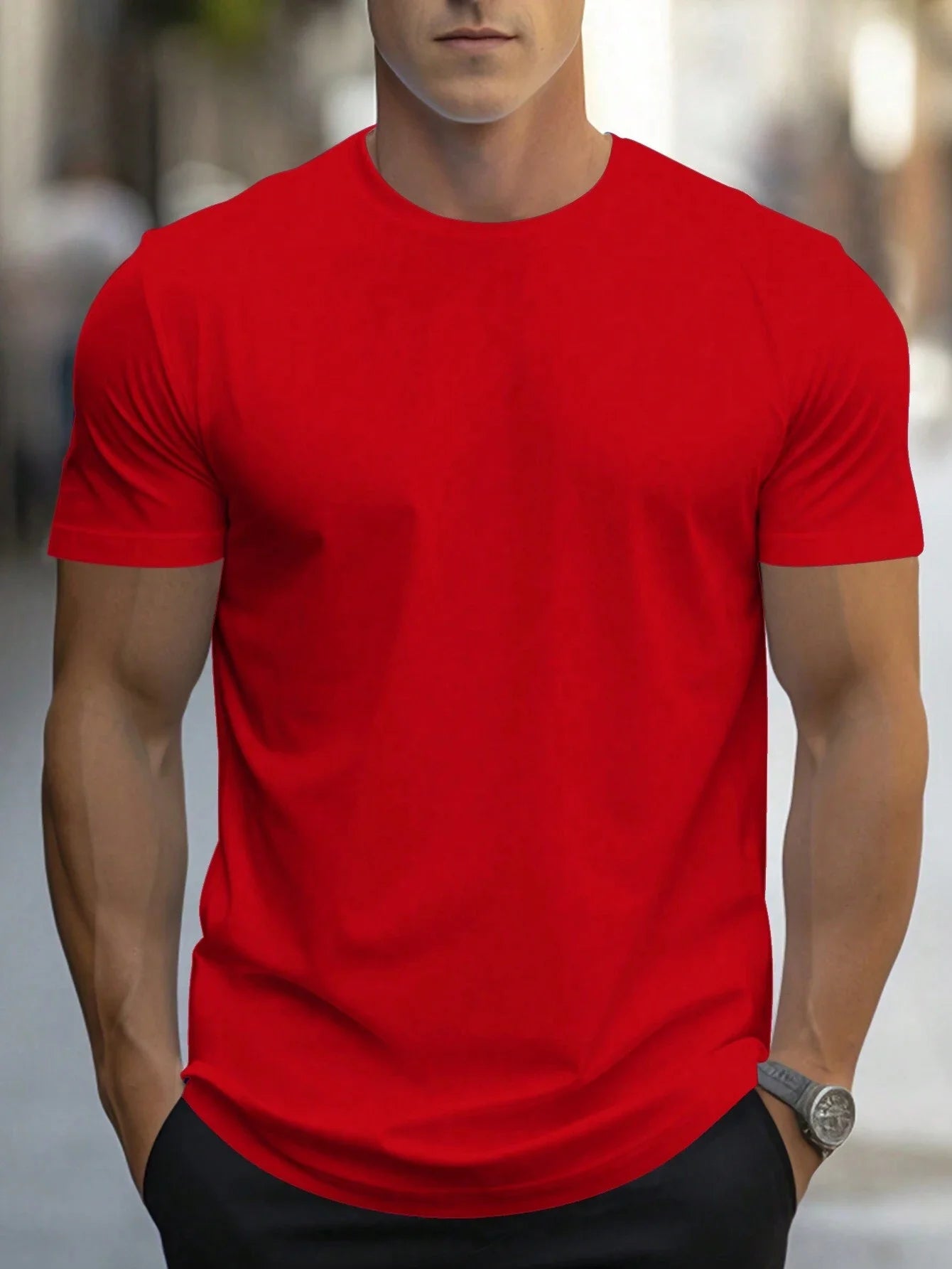 Oversized T-skjorte for Herre – Streetwear i Bomull med Print, Kort Erm og Løs Passform