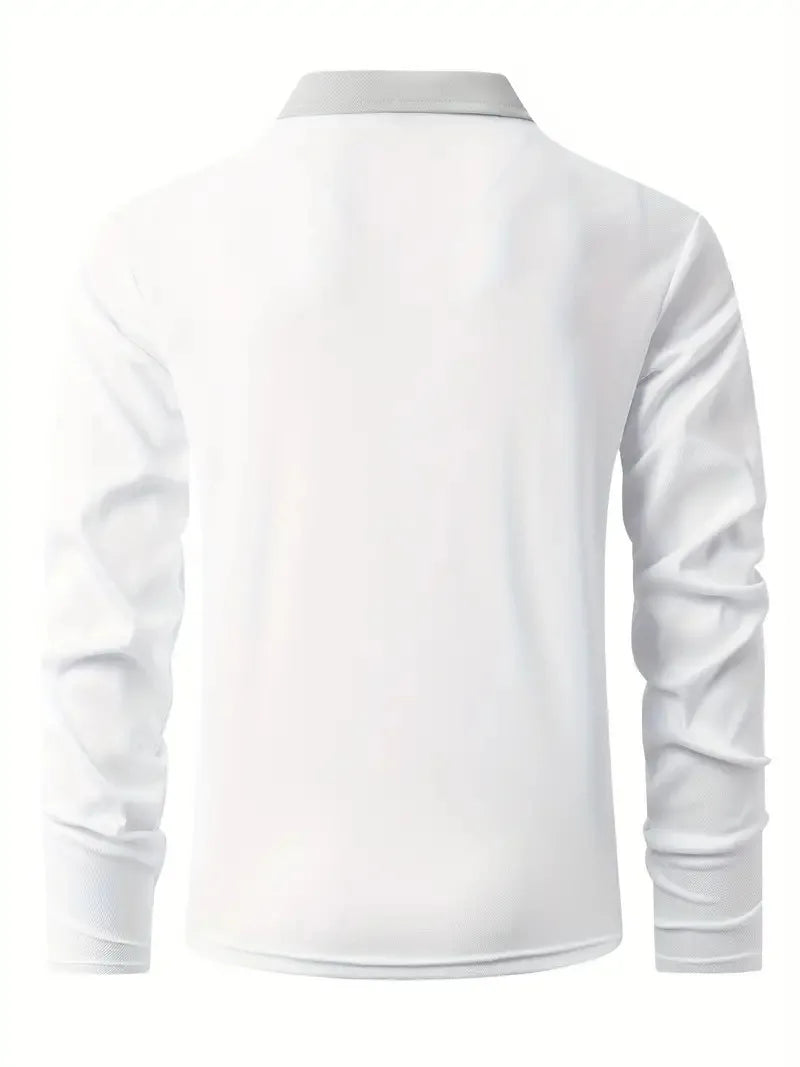 Langermet Polo for Menn – Klassisk Business-Casual Skjorte med Krage (Vår & Høst)