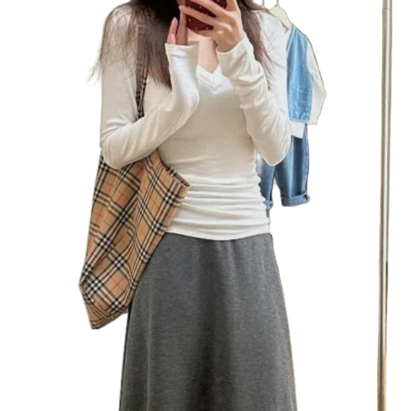 Damegenser med V-hals – Ensfarget, Langermet & Chic Design | Høst/Vinter