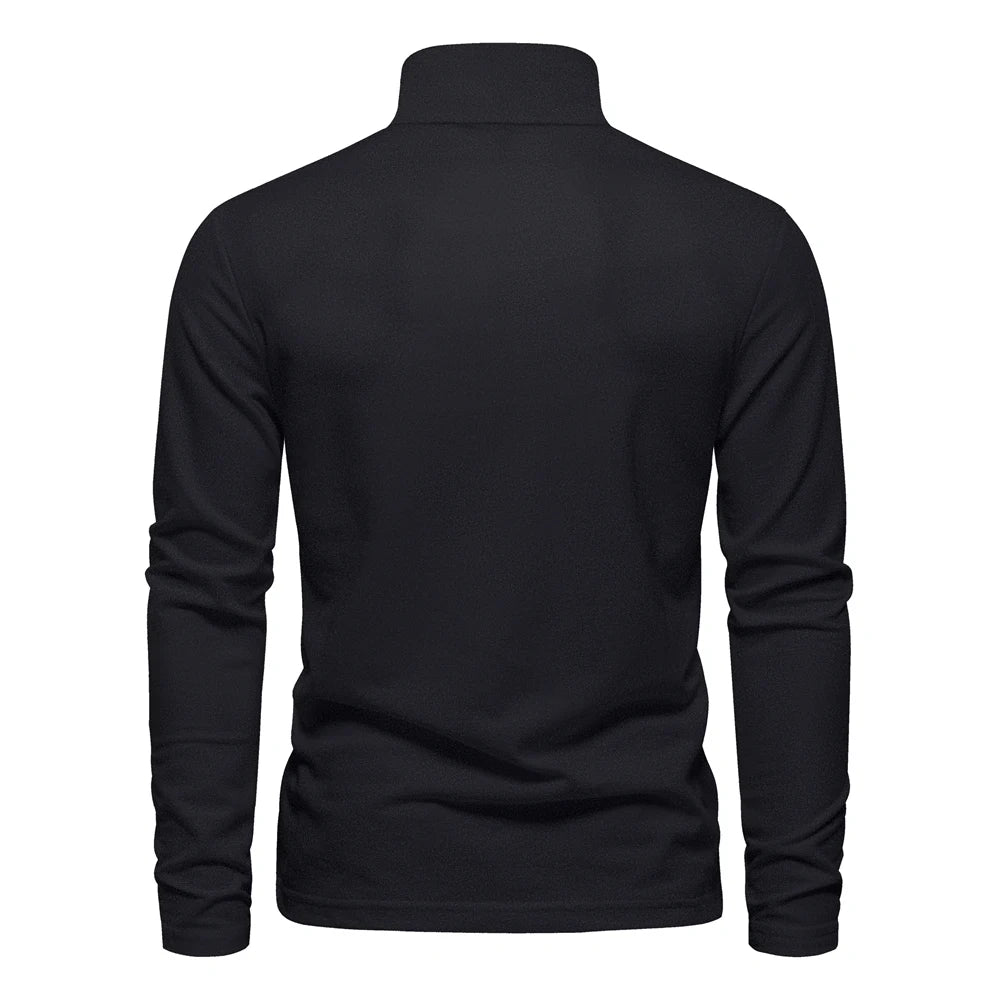 Langermet Pique Skjorte for Herre – Ensfarget med Brodert Hjort, Perfekt for Vår og Business Casual