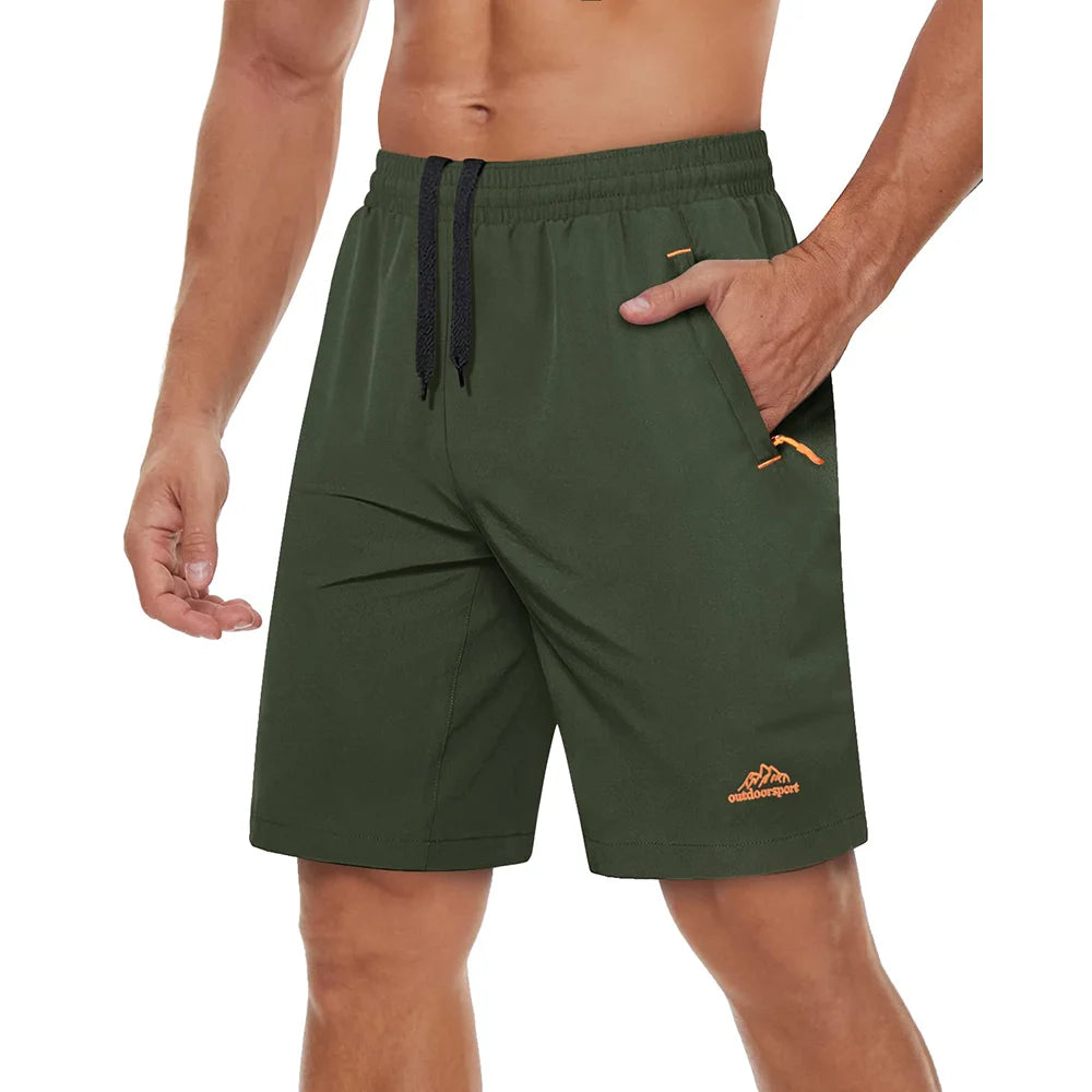 Hurtigtørkende Treningsshorts for Herre – Sommershorts med Glidelåslommer til Løping, Gym og Tur