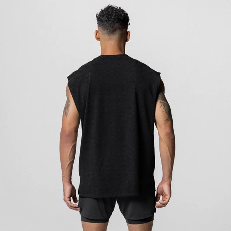 Sommer Singlet med Åpen Side – Mesh Treningstopp uten Ermer for Herre