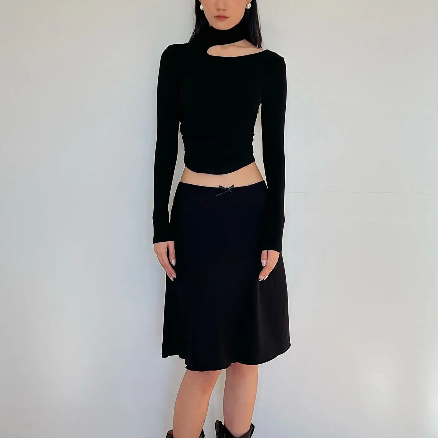 Énskulders Ribbestrikket Topp – Trendy Dame T-skjorte