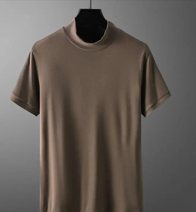Klassisk Y2K Turtleneck T-skjorte for Herre – Kortermet Streetwear i Myk Modal