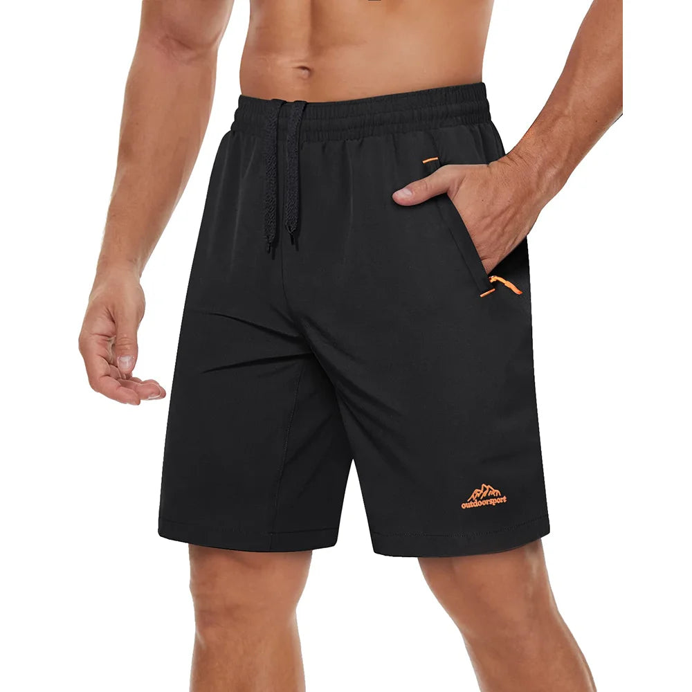 Hurtigtørkende Treningsshorts for Herre – Sommershorts med Glidelåslommer til Løping, Gym og Tur
