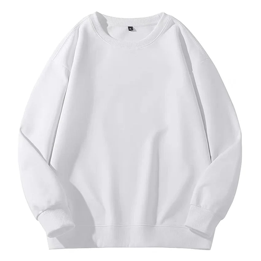 Unisex Heavyweight Genser – Rund Hals, Ensfarget & Løs Passform | Casual & Sporty Stil