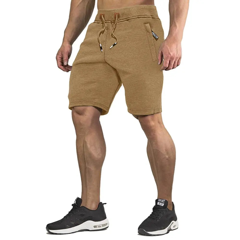 Sommerens Bomullsshorts for Menn – Joggers med Elastisk Liv og Glidelåslommer