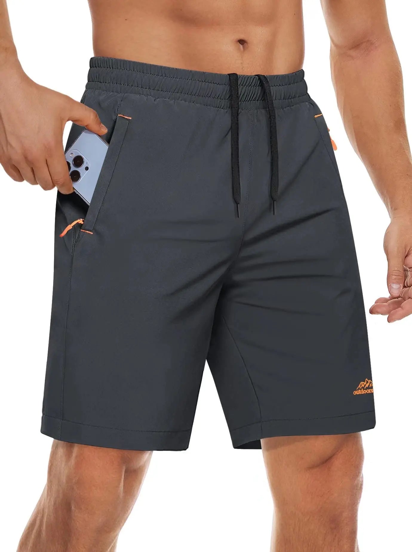 Hurtigtørkende Treningsshorts for Herre – Sommershorts med Glidelåslommer til Løping, Gym og Tur