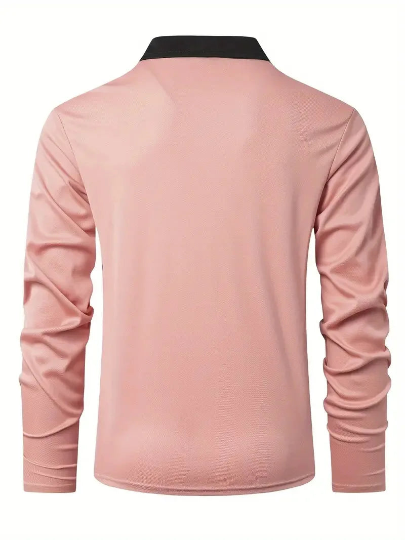 Langermet Polo for Menn – Klassisk Business-Casual Skjorte med Krage (Vår & Høst)