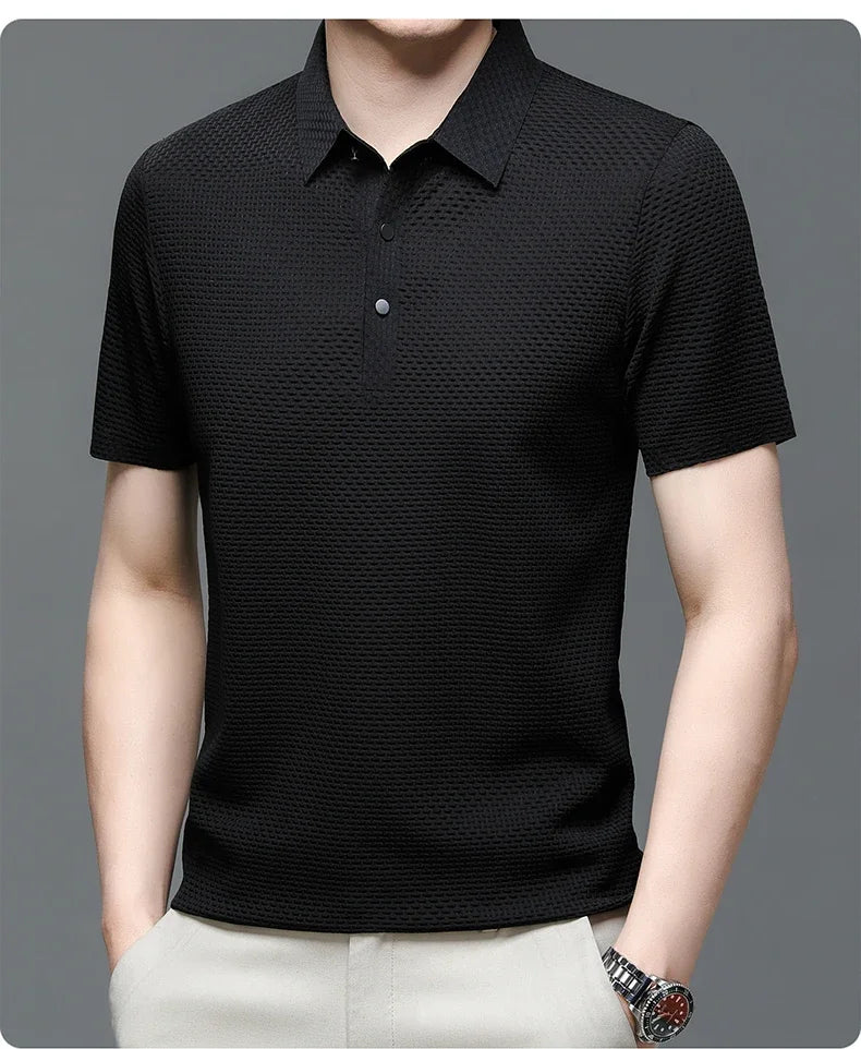 Kortermet Polo T-skjorte for Herre – Sommerlig, Pustende og Business Casual (M–4XL)
