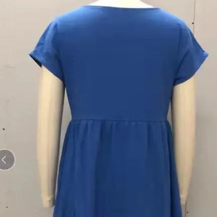 Sommerkjole i Bomull – Elegant Boho A-linje Kjole med Korte Ermer for Kvinner